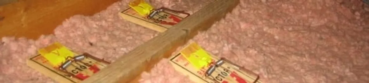 Mouse traps placed in an attic for rodent control in Lakewood, CO